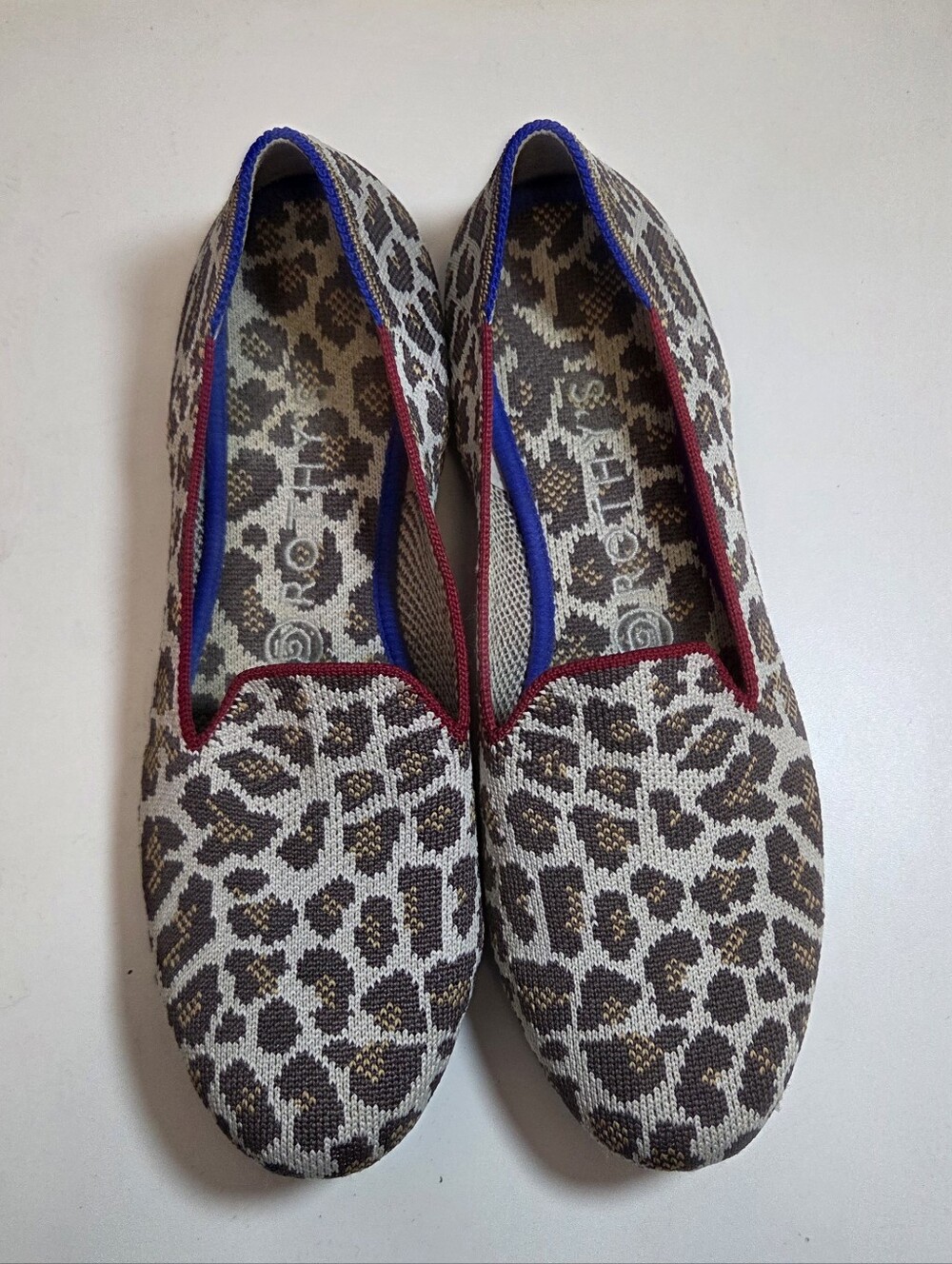 Rothy's The Loafer in Retired Mocha Spot Leopard Print Flat Shoes Size 8